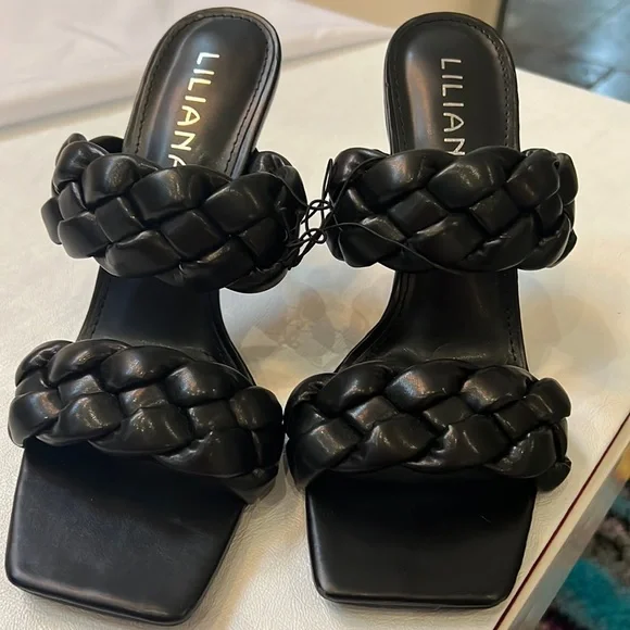BRAND NEW LILIANA BLACK BRAIDED HEELS! - Picture 1 of 15